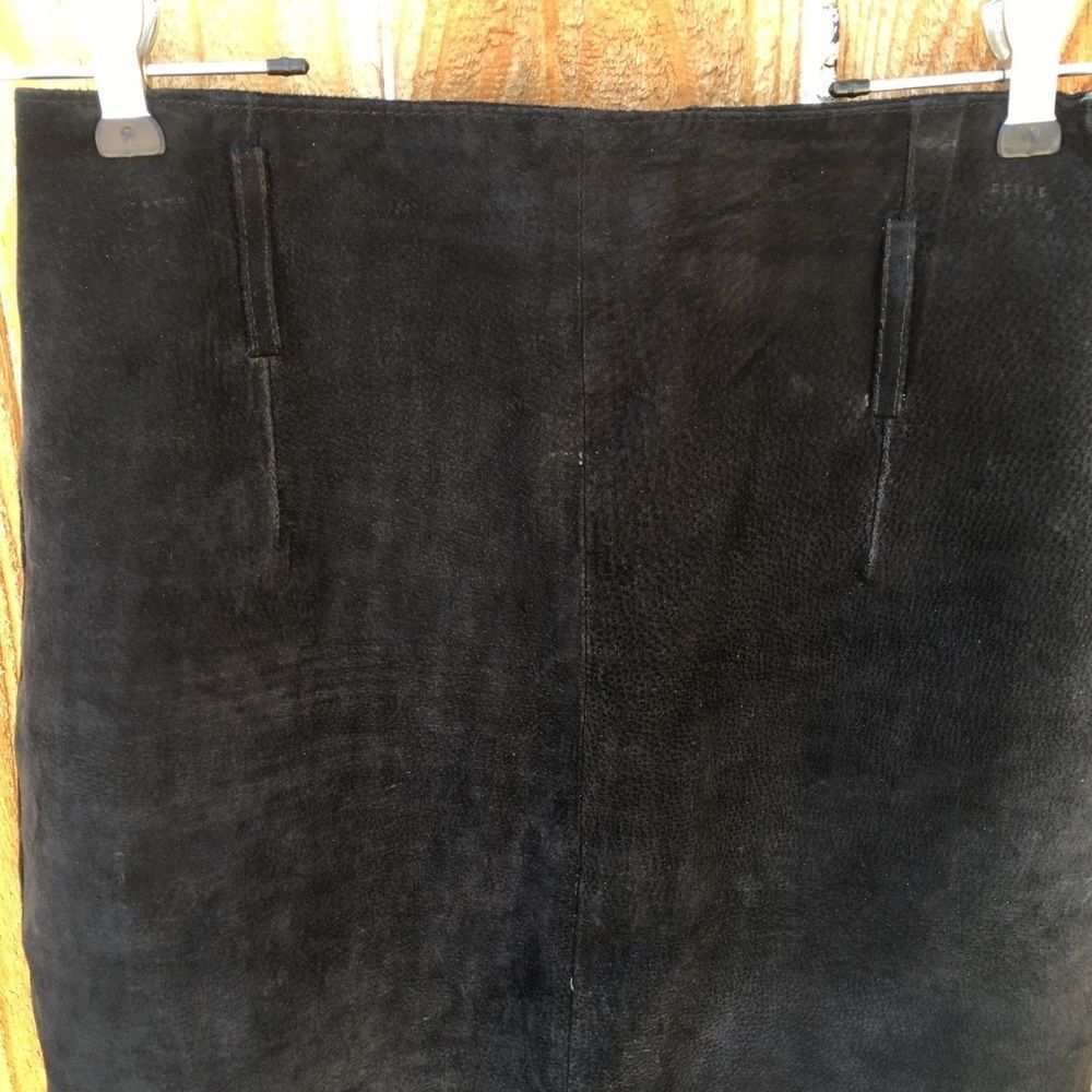 Express Black Genuine Leather Midi Skirt 9/10 - Picture 2 of 6